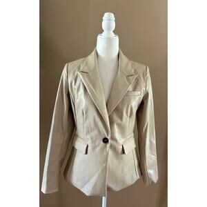 NEW Dance and Marvel Beige Faux Leather Blazer Style Jacket, Size S